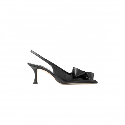 JIMMY CHOO STAZ SLING BACK 70 BLACK VINTAGE METALLIC LEATHER PUMPS STAZSB70GWG